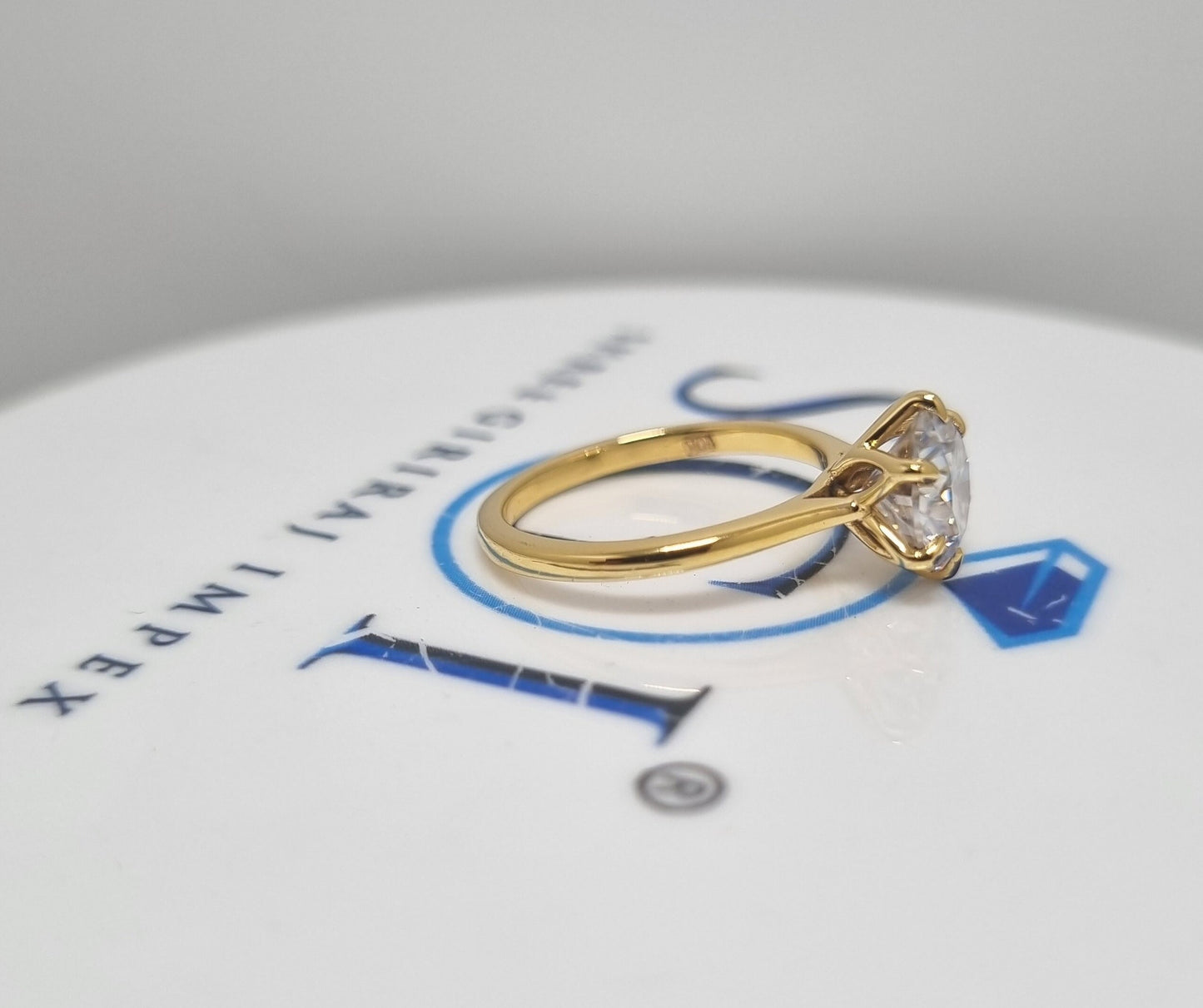 Yellow Gold 2 CT Lab Grown Diamond Engagement Ring – Solitaire Wedding Band