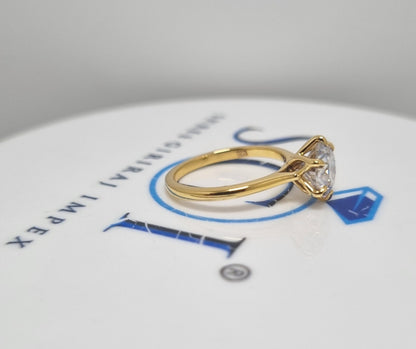 Yellow Gold 2 CT Lab Grown Diamond Engagement Ring – Solitaire Wedding Band
