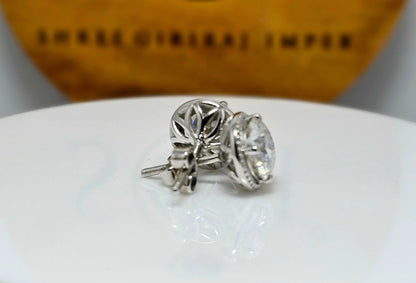 4ctw Moissanite Stud Earrings: White Gold Solitaire D VVS1