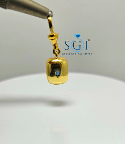 Royal Blue Moissanite Pendant: 3ct Old Mine Cushion, Yellow Gold