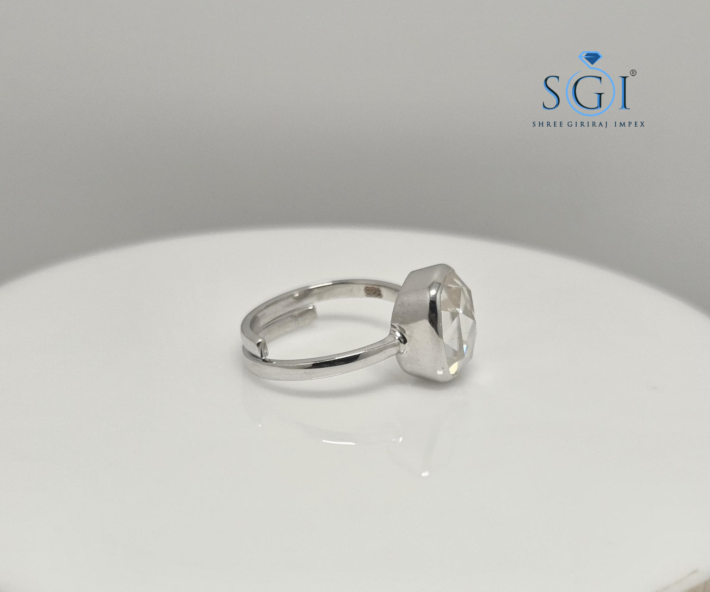 3.5ct Cushion Rose Cut Moissanite Engagement Ring: Adjustable Bezel Setting