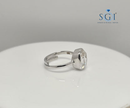 3.5ct Cushion Rose Cut Moissanite Engagement Ring: Adjustable Bezel Setting