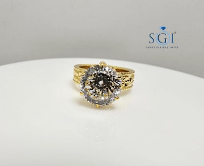 18K Yellow Gold Ring: 3.51 Ct Lab-Grown Portuguese Cut Diamond