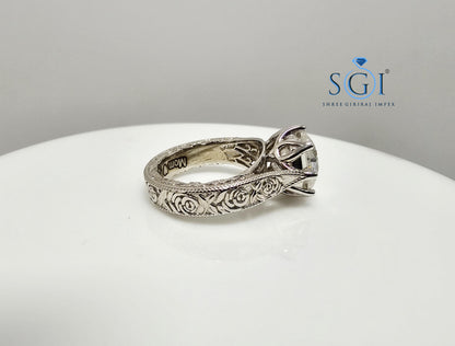 Antique Style Moissanite Ring | 925 Sterling Silver, 4.10 Ct