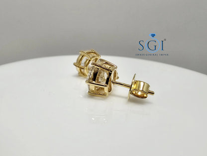 5.10 Ct Lab-Grown Diamond Stud Earrings: 18K Yellow Gold, IGI Certified