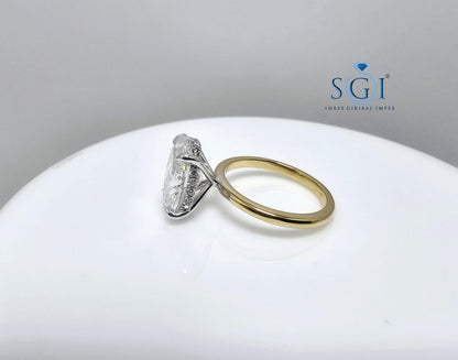 4.5ctw Lab Created Diamond Hidden Halo Ring — Engagement, Wedding, Anniversary in Yellow Gold