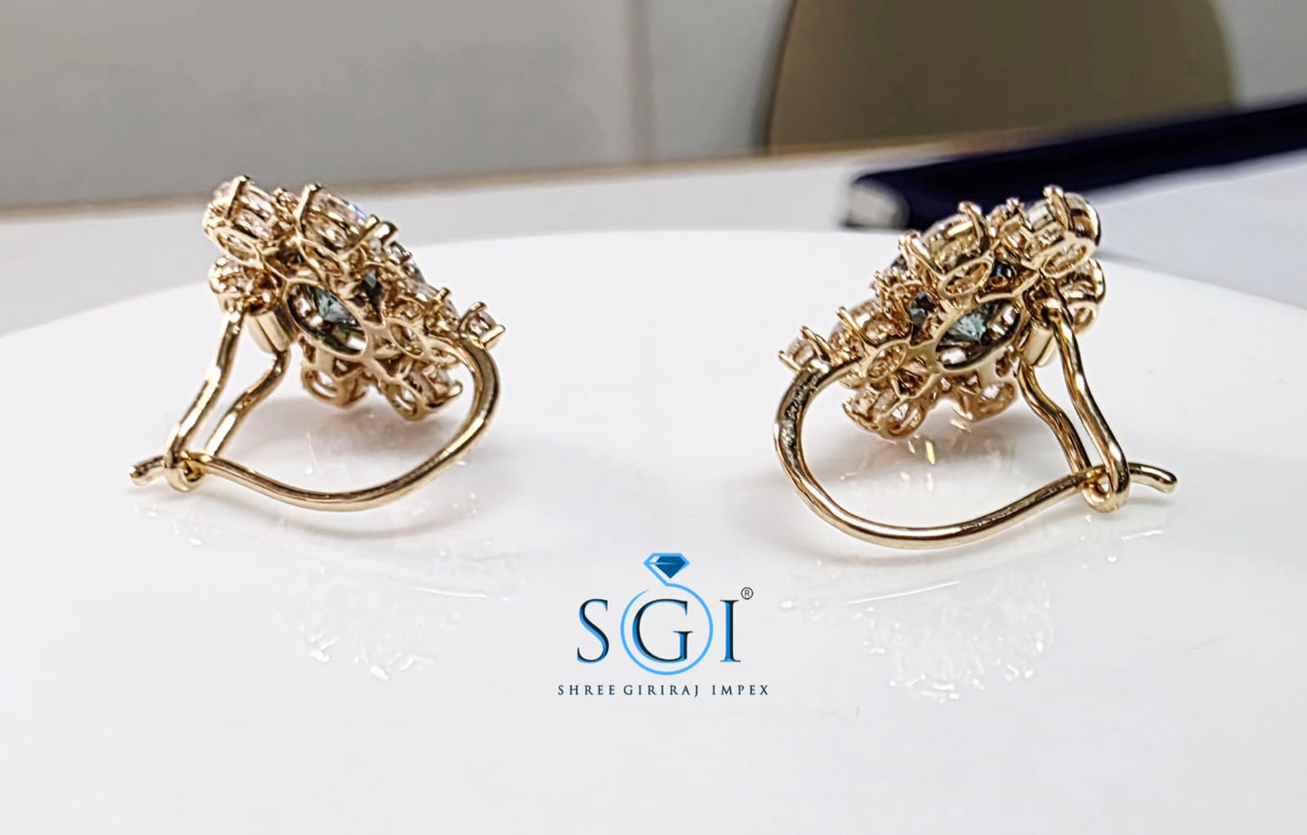 5.05 CTW Lab Grown Diamond & Portuguese Moissanite Stud Earrings, 18K Yellow Gold Luxury Earrings, CVD Diamond Jewelry, Fine Gift for Her