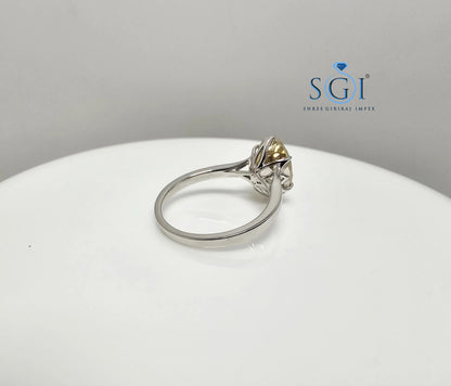 3.30ct Fancy Yellow Moissanite Diamond – Oval Portuguese Cut in Elegant Silver Setting" Jewelry