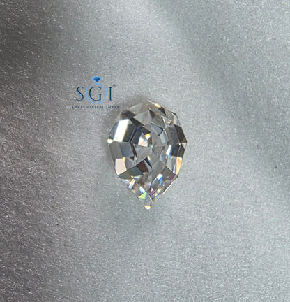 3 CT Step Cut Pear Shape Moissanite Loose Stone | Emerald Style Facets Lab Created Gemstone for Custom Jewelry