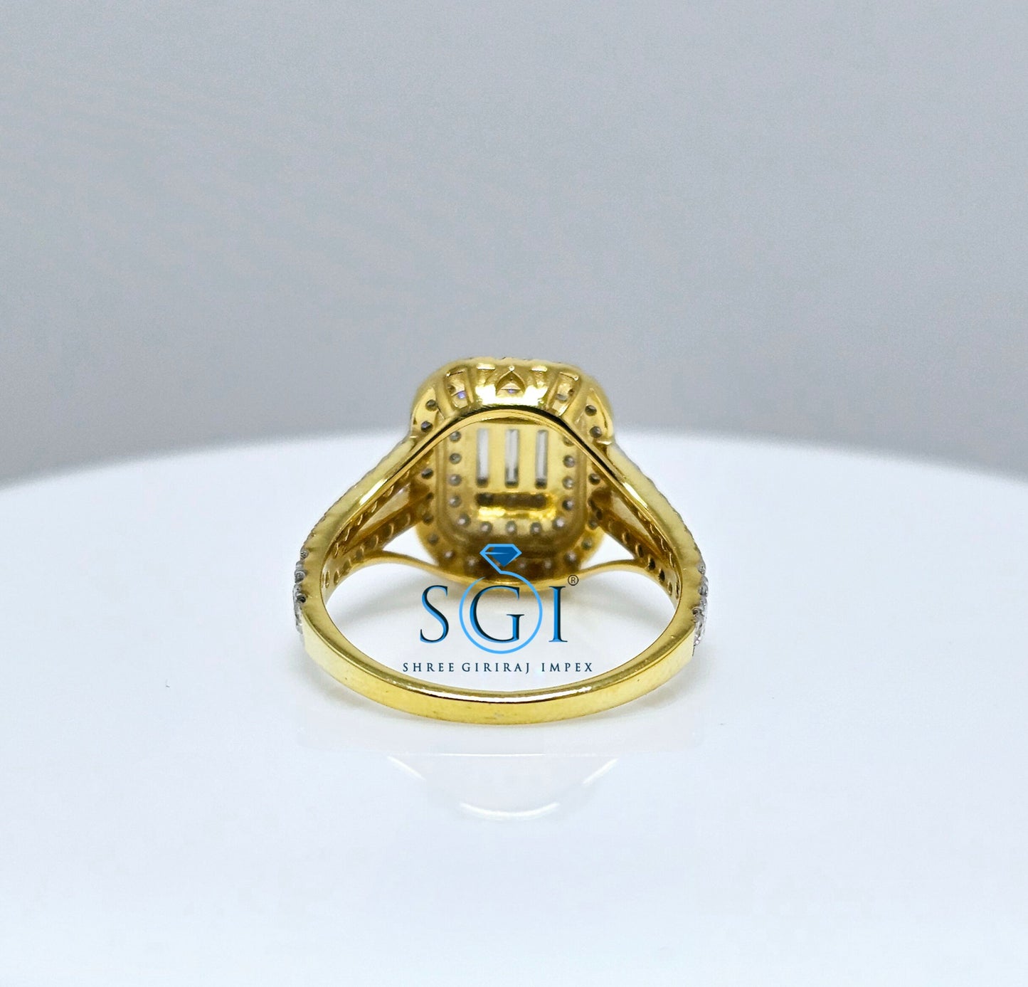 1.8ctw Moissanite Diamond Ring: Round & Baguette Gold Engagement Ring