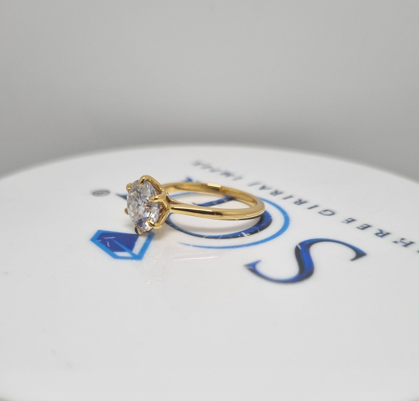 Yellow Gold 2 CT Lab Grown Diamond Engagement Ring – Solitaire Wedding Band
