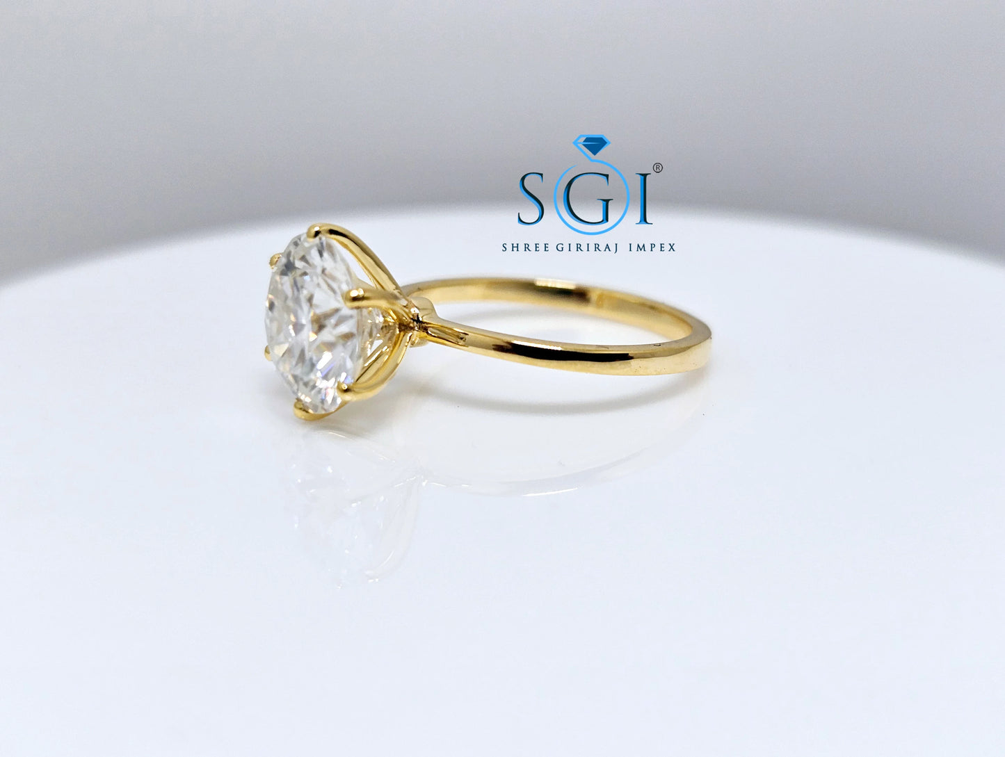3ct Lab-Grown Diamond Solitaire Ring: E VVS1 Yellow Gold Engagement