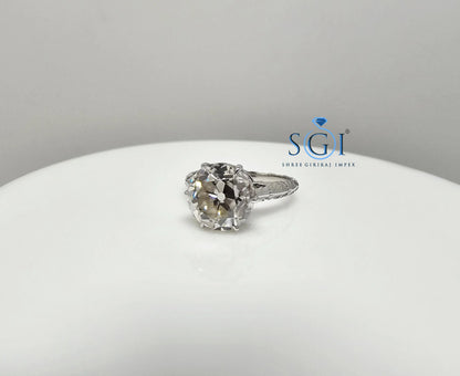 Vintage Style 3.30ct Moissanite Ring: Sterling Silver, Old European Cut