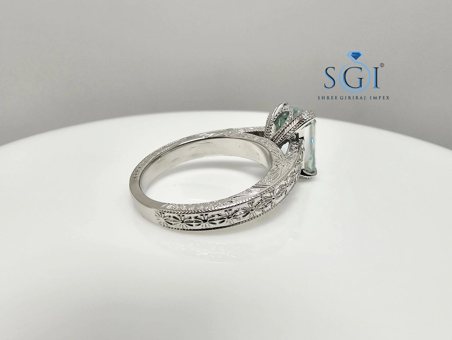 3ct Aqua Blue Moissanite Diamond – Radiant Cut Solitaire Ring for Men & Women"