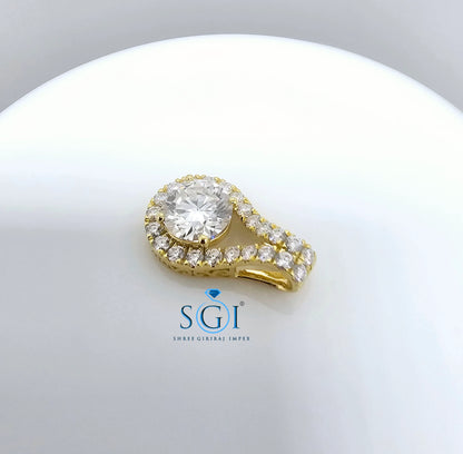 4ctw Moissanite Halo Pendant: Yellow Gold Wedding Jewelry