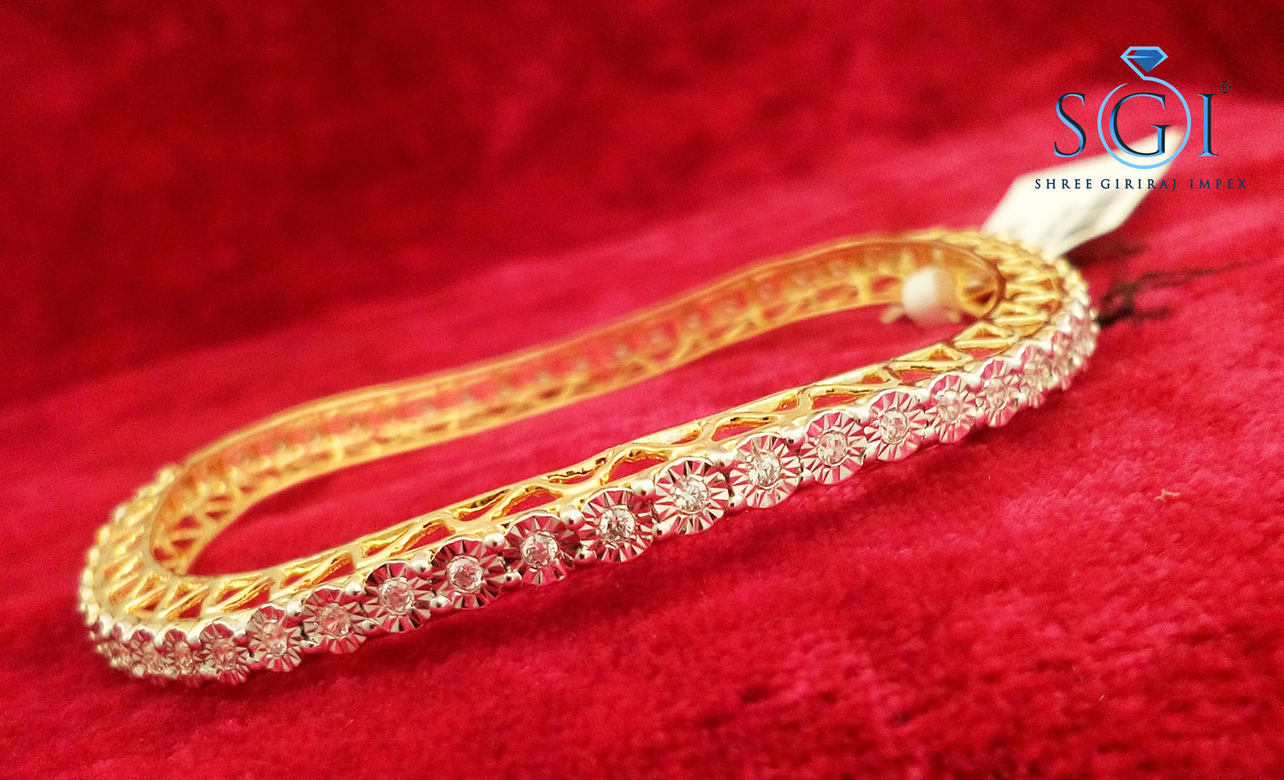 Dual Tone Diamond Bangles Set (2pcs) – 7 CTW Round Cut Illusion Setting | Indian Wedding, Delicate Kada, Trendy Designer Women’s Jewelry