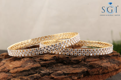 18ctw White D VVS1 Moissanite Diamond Set of 2 Bangles, Bridal Jewelry,Glittering Diamonds Bangles, Wedding Bangles Womens , Wedding Bangles For Womens, Multi Diamonds Gold Bangles