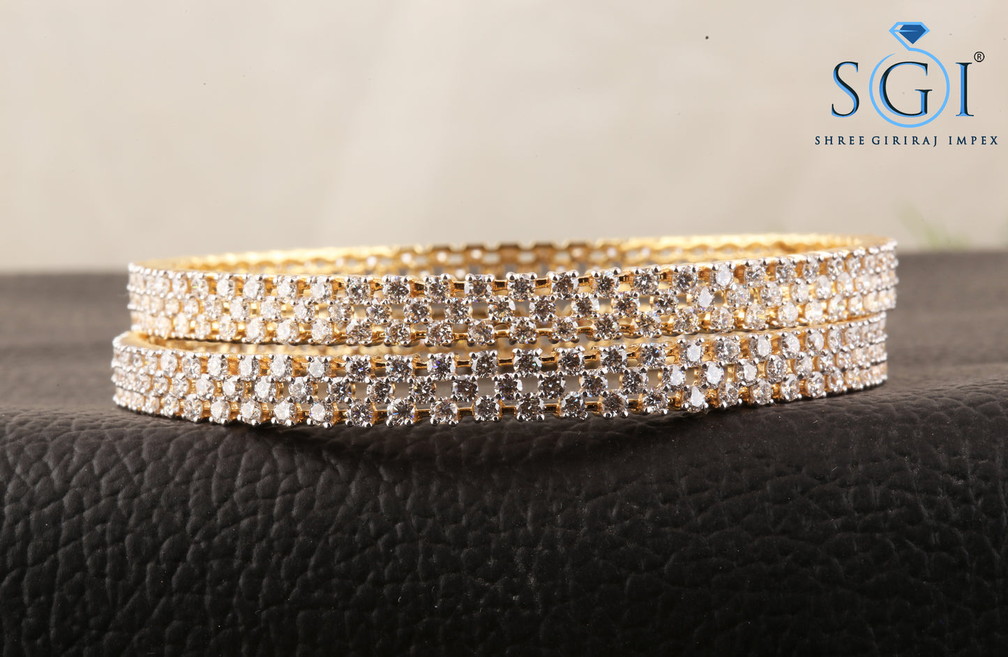 25ctw White D VVS1 Moissanite Diamond Set of 2 Bangles, Classic Design Set Of 2 Pcs Bangles, White  Diamond Studded 18k Gold Plated, Very Beautiful Designer Bangle, Bangles For Womens