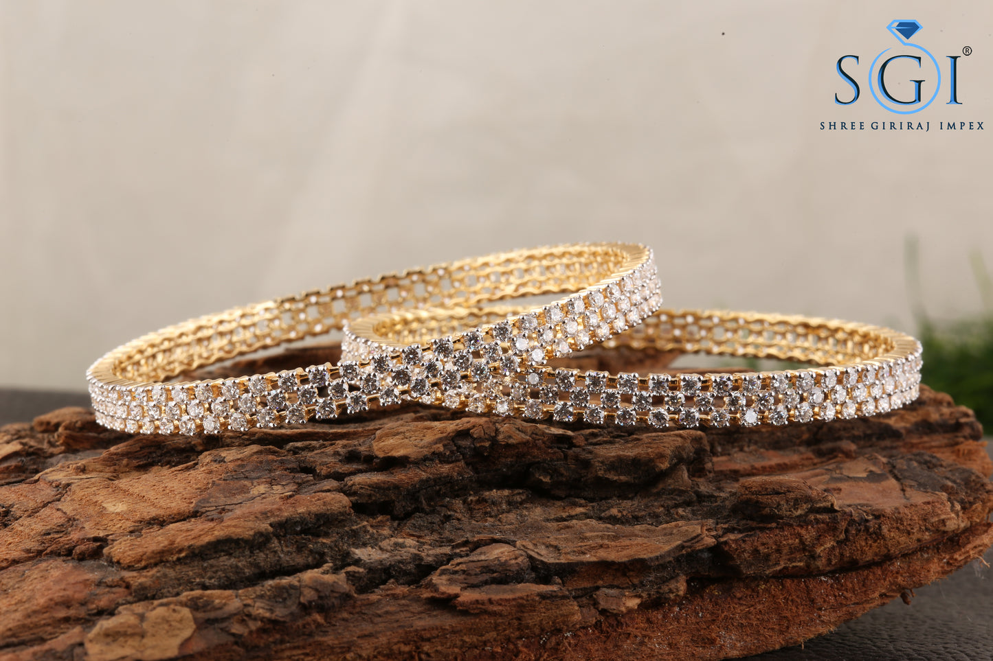 25ctw White D VVS1 Moissanite Diamond Set of 2 Bangles, Classic Design Set Of 2 Pcs Bangles, White  Diamond Studded 18k Gold Plated, Very Beautiful Designer Bangle, Bangles For Womens