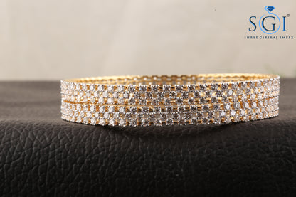 25ctw White D VVS1 Moissanite Diamond Set of 2 Bangles, Classic Design Set Of 2 Pcs Bangles, White  Diamond Studded 18k Gold Plated, Very Beautiful Designer Bangle, Bangles For Womens