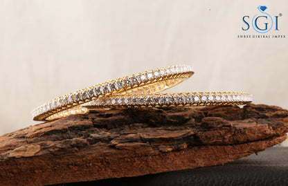 20 CTW Moissanite Round Diamond Bangles Set – 14K Solid Yellow Gold | Indian Bridal & Party Wear Women’s Jewelry | Round Cut Ladies Bangles