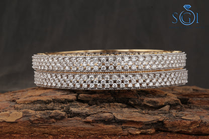 24ctw Moissanite Round Diamond Set of 2 Bangles, Wedding Bangles For Womens, Multi Diamonds Gold Bangles, Latest Real Diamond Ladies Bangles