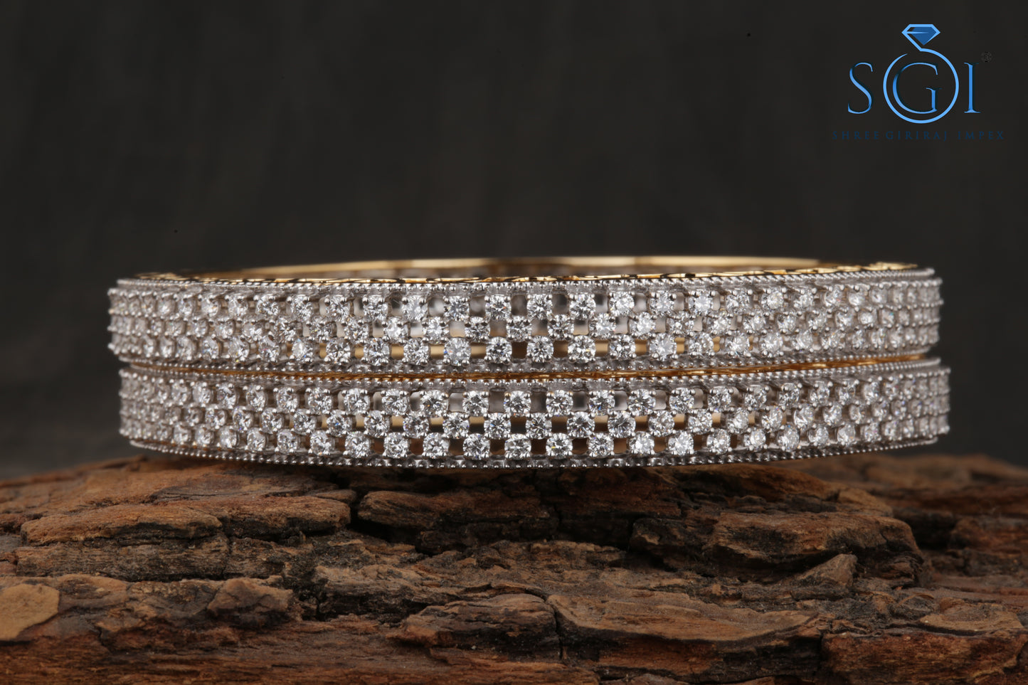 24ctw Moissanite Round Diamond Set of 2 Bangles, Wedding Bangles For Womens, Multi Diamonds Gold Bangles, Latest Real Diamond Ladies Bangles