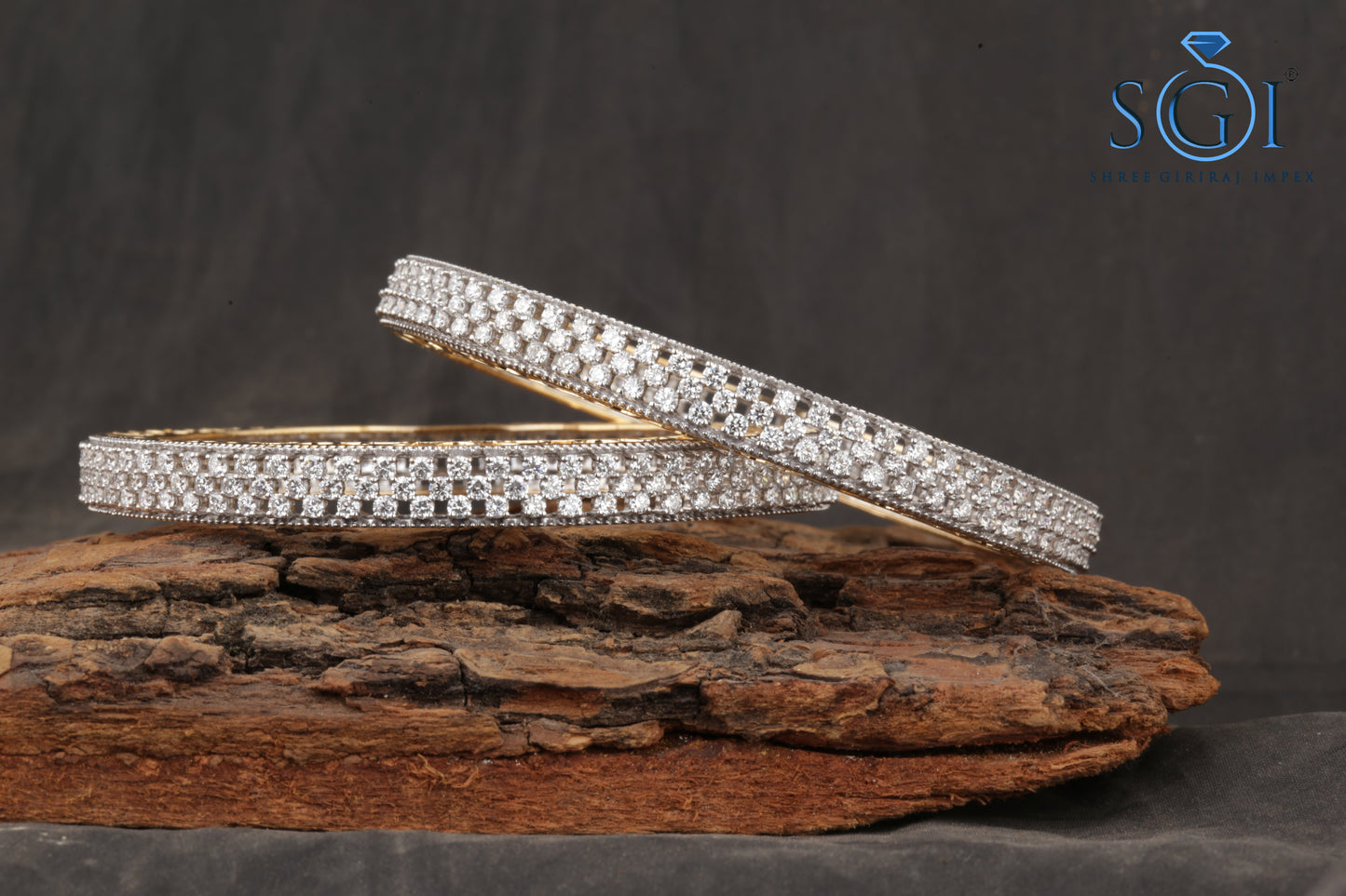 24ctw Moissanite Round Diamond Set of 2 Bangles, Wedding Bangles For Womens, Multi Diamonds Gold Bangles, Latest Real Diamond Ladies Bangles