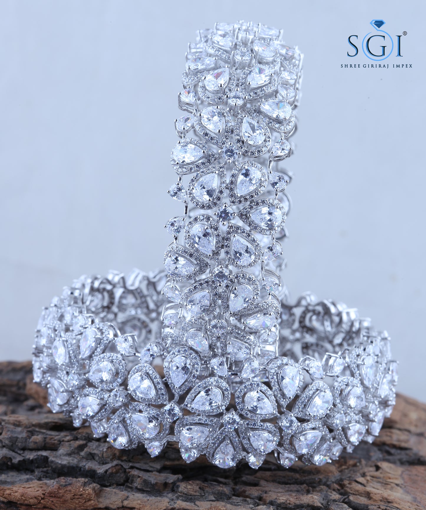 50ctw  White Pear Shape And Round Fancy Cut Moissanite Diamond Bangles,Pretty Look Fancy Womens Bagles, Latest Bridal Wear Bangles Collection. 14K White Silver Pear Jewelry Amazing Wedding Bridal 2 Pair Bagles Set