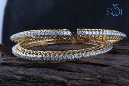 15ctw Moissanite Round Cut Diamond Bangles, Set Of 2 Bangles Bracelets, Bracelets, Indian Bangles and Bracelets, Real Gold Diamond Bangle Bracelets For Ladies, Traditional Bangles Collection For Womens