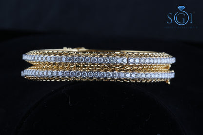 15ctw Moissanite Round Cut Diamond Bangles, Set Of 2 Bangles Bracelets, Bracelets, Indian Bangles and Bracelets, Real Gold Diamond Bangle Bracelets For Ladies, Traditional Bangles Collection For Womens