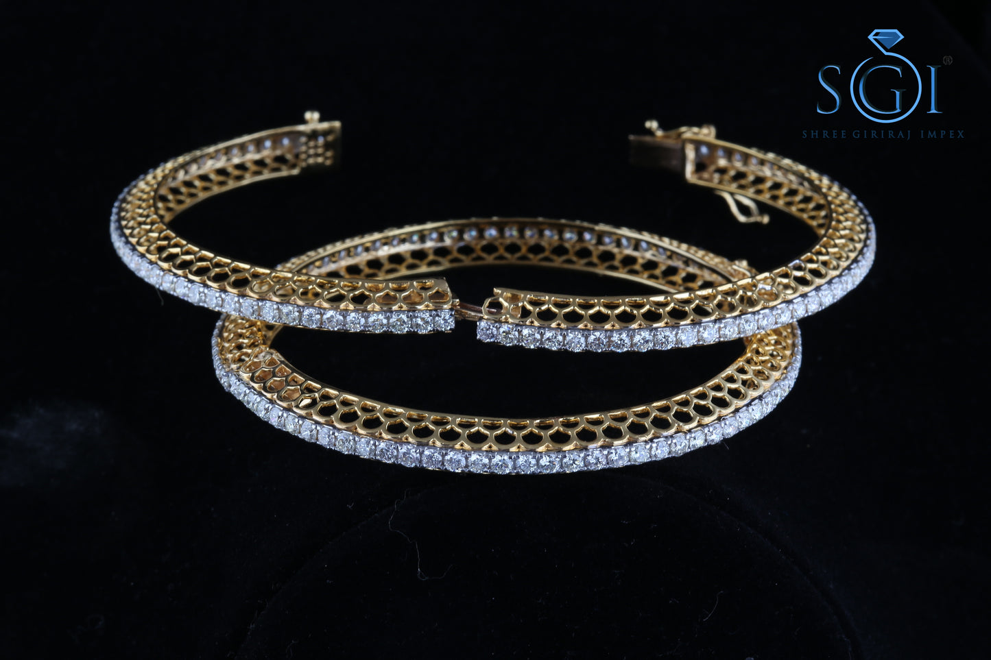 15ctw Moissanite Round Cut Diamond Bangles, Set Of 2 Bangles Bracelets, Bracelets, Indian Bangles and Bracelets, Real Gold Diamond Bangle Bracelets For Ladies, Traditional Bangles Collection For Womens