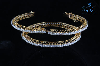 15ctw Moissanite Round Cut Diamond Bangles, Set Of 2 Bangles Bracelets, Bracelets, Indian Bangles and Bracelets, Real Gold Diamond Bangle Bracelets For Ladies, Traditional Bangles Collection For Womens