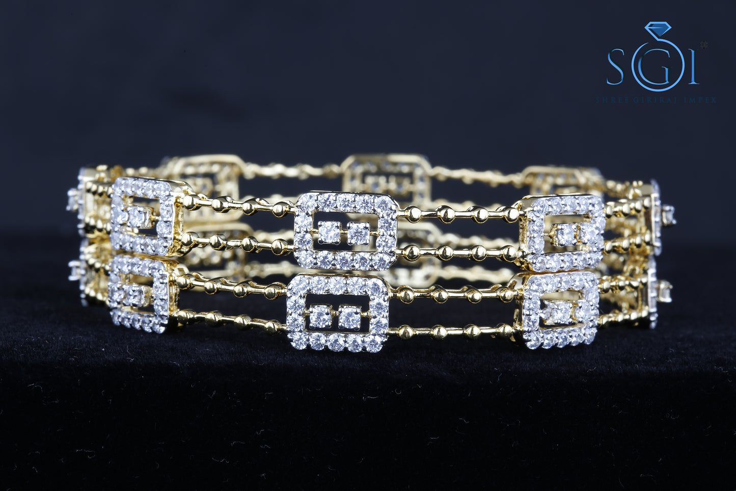 23ctw Moissanite Diamond Round Brilliant Multi Layer Bangles, Natural Real Diamond 14K Real Gold Plating Bangles, Fancy Shape Ladies Bangles. Bridal Bangle Collection For Womens