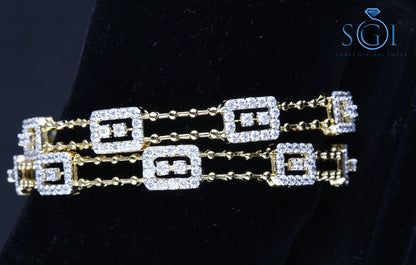 23ctw Moissanite Diamond Round Brilliant Multi Layer Bangles, Natural Real Diamond 14K Real Gold Plating Bangles, Fancy Shape Ladies Bangles. Bridal Bangle Collection For Womens