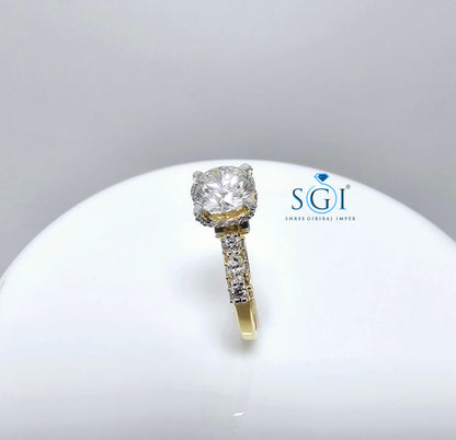 Yellow Gold Lab Grown Diamond Ring – 3 CTW with Marquise and Star Accents