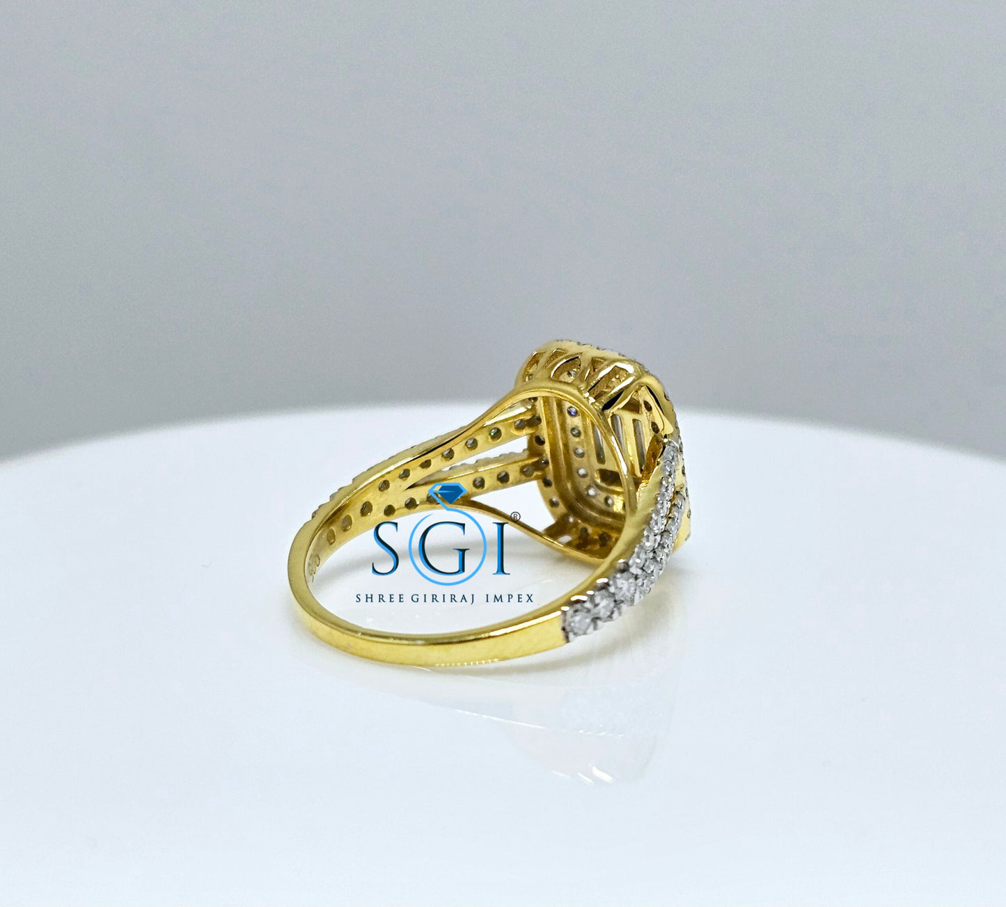 1.8ctw Moissanite Diamond Ring: Round & Baguette Gold Engagement Ring