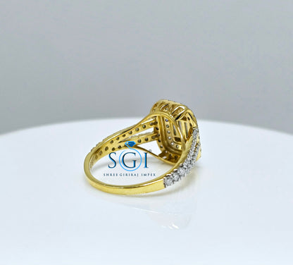 1.8ctw Moissanite Diamond Ring: Round & Baguette Gold Engagement Ring