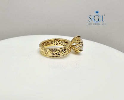 18K Yellow Gold Ring: 3.51 Ct Lab-Grown Portuguese Cut Diamond