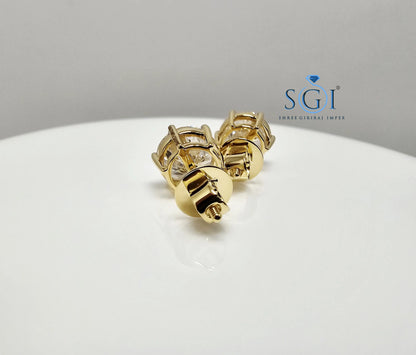 5.10 Ct Lab-Grown Diamond Stud Earrings: 18K Yellow Gold, IGI Certified