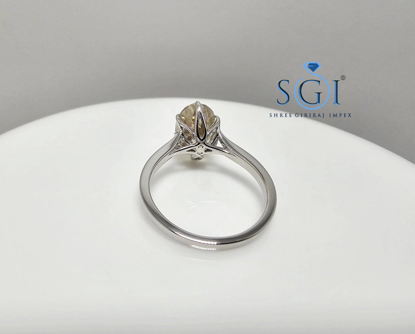 3.30ct Fancy Yellow Moissanite Diamond – Oval Portuguese Cut in Elegant Silver Setting" Jewelry