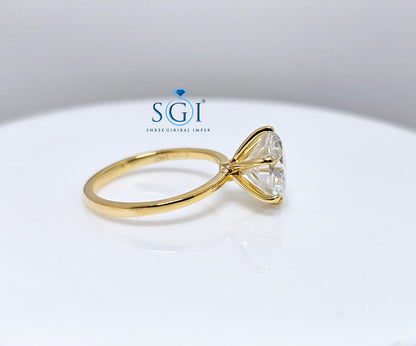 3ct Lab-Grown Diamond Solitaire Ring: E VVS1 Yellow Gold Engagement