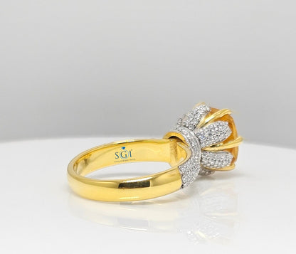 Fancy Yellow Topaz Engagement Ring: 14K Gold Moissanite Accent