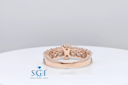 2.5ctw Moissanite Rose Gold Engagement Ring: Fancy Cut DE VVS
