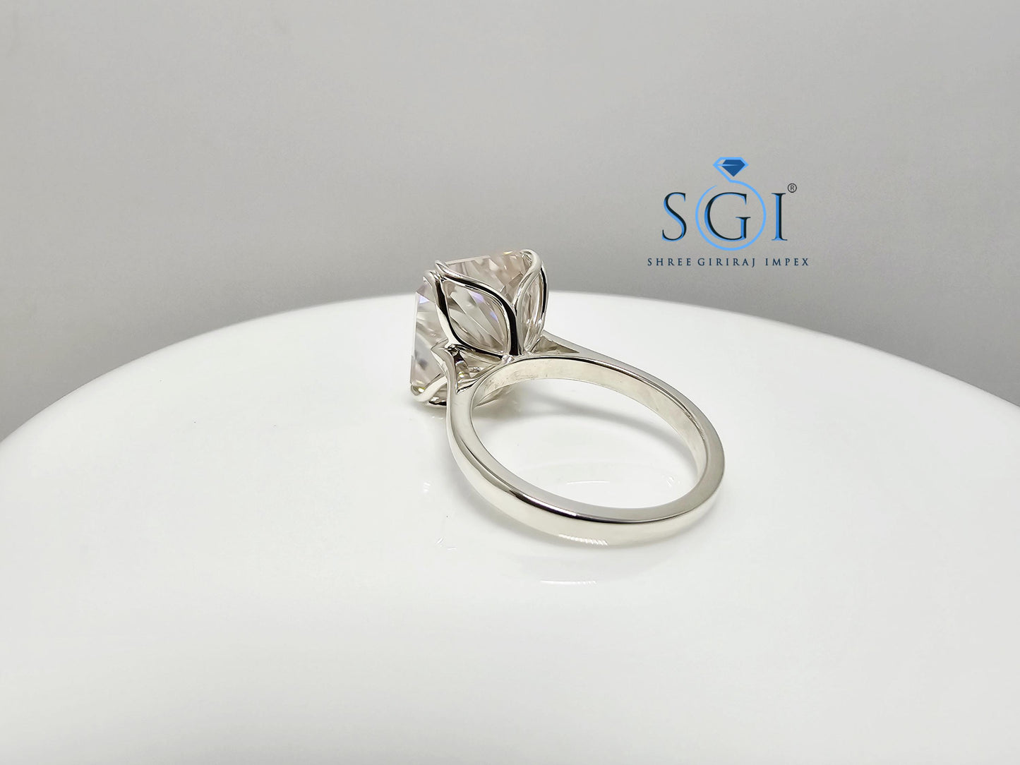 Large 9.75 Carat Light Pink Radiant Moissanite Silver Ring – Women’s Unique Engagement Jewelry