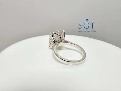 Large 9.75 Carat Light Pink Radiant Moissanite Silver Ring – Women’s Unique Engagement Jewelry