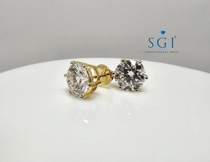5.10 Ct Lab-Grown Diamond Stud Earrings: 18K Yellow Gold, IGI Certified