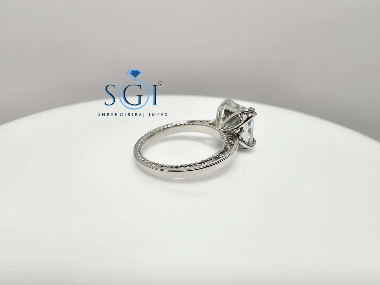 Aqua Blue Moissanite Diamond Ring 3.20 Carat Ascher Cut in Platinum – Elegant Engagement Jewelry