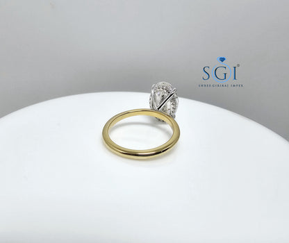 4.5ctw Lab Created Diamond Hidden Halo Ring — Engagement, Wedding, Anniversary in Yellow Gold