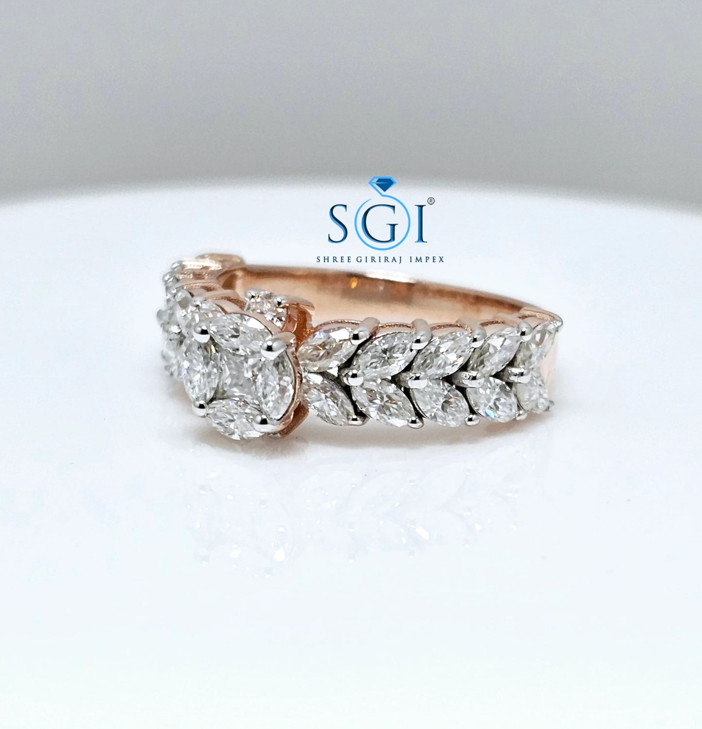 2.5ctw Moissanite Rose Gold Engagement Ring: Fancy Cut DE VVS